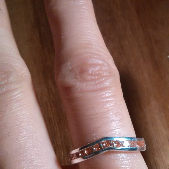 Simulated Champagne Color Diamond Sterling Silver Wishbone Ring (Size 7) - Picture 11 of 16